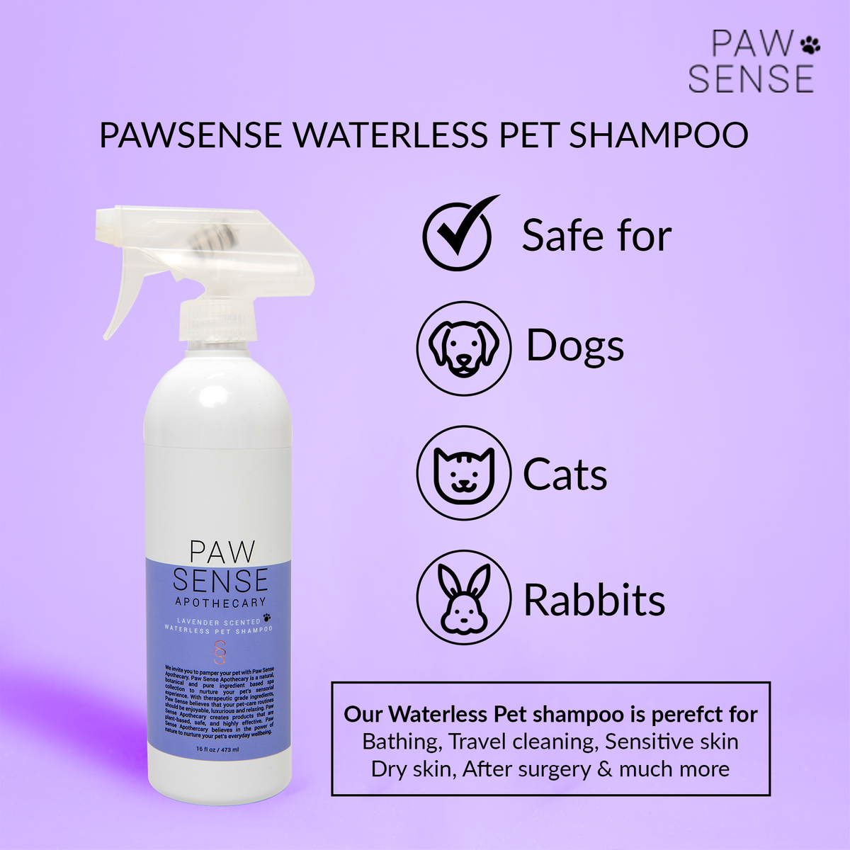 Lavender Waterless Pet Shampoo Paw Sense